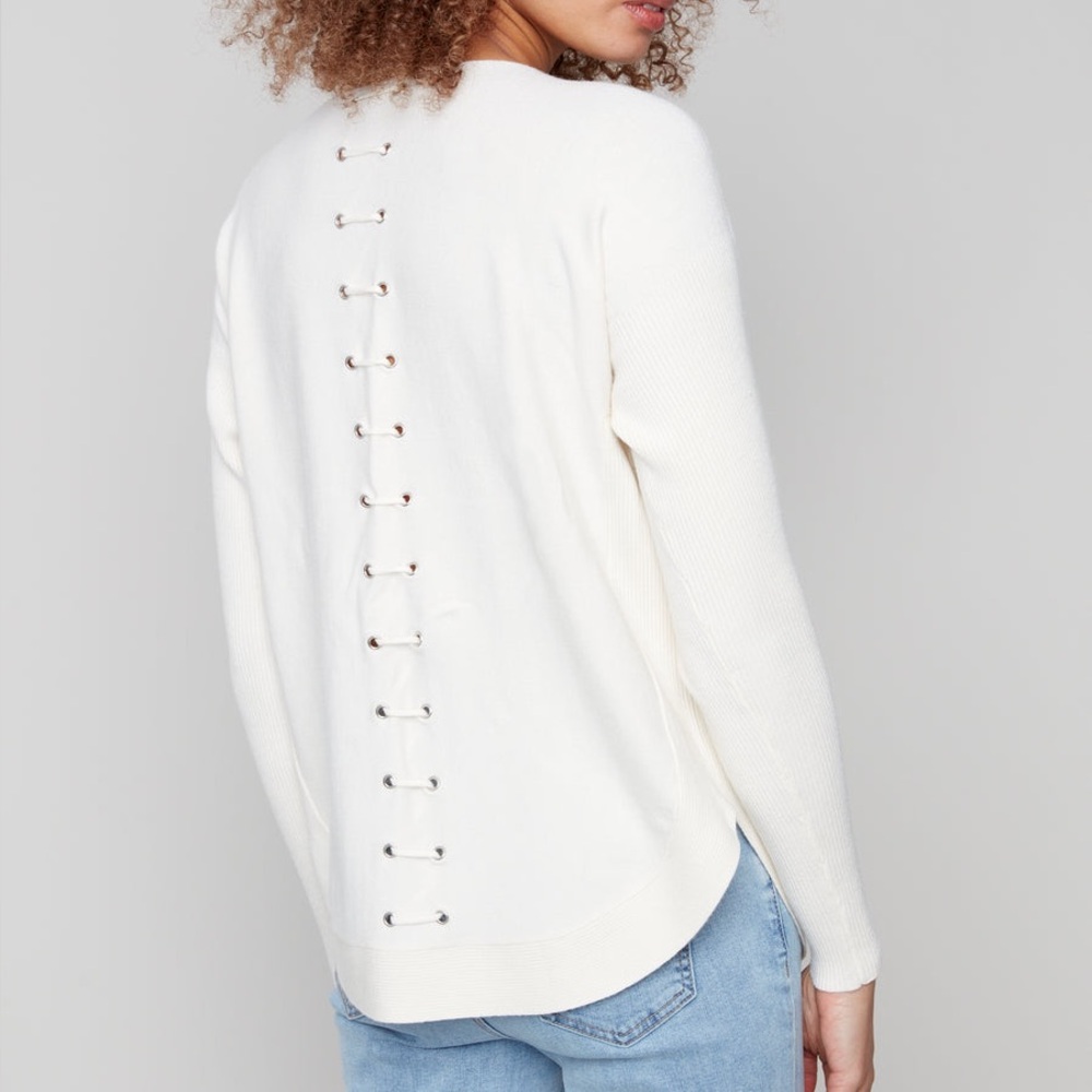 NEW Charlie B Lace-Up Back Sweater